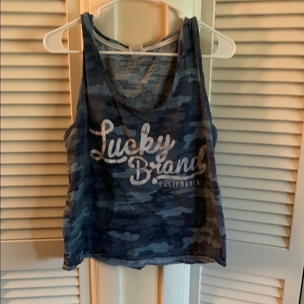 Lucky Brand Blue Camo Tank Top